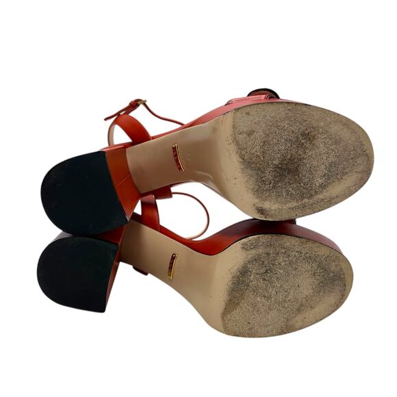 Gucci Double G Marmont Platform GG Sandals Heels Orange 39 - Picture 6 of 8
